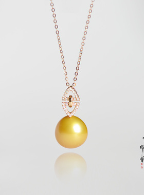 18K金镶嵌钻石珍珠吊坠