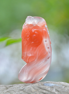 儒匪窝 南红玉天然南红冰飘【马上封侯】寓意吉祥