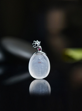 儒匪窝南红玛瑙白金佛祖吊坠