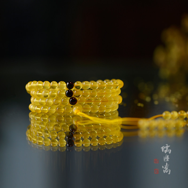 儒匪窝 琥珀搭配血珀念珠 琥珀手链 手串