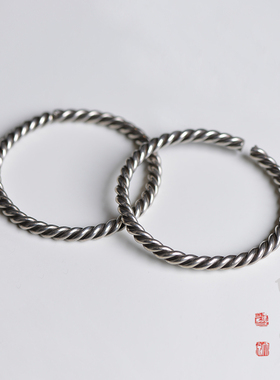 民国麻花纹手镯老银饰