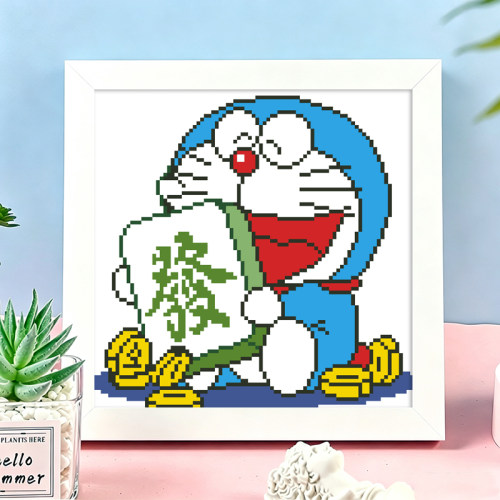 卡通哆啦A梦發财元宝十字绣新款小件招财叮当猫钻石画贴画满钻diy