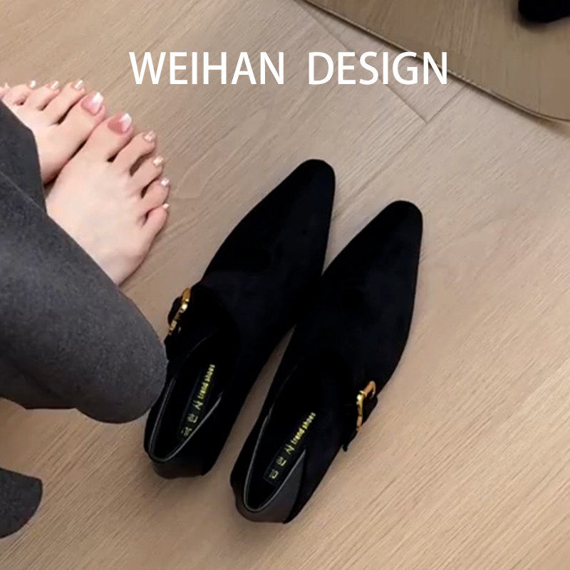 羊皮版！法式小方头乐福鞋百搭舒适一字带气质时尚绒面复古单鞋女,女鞋,浅口单鞋,淘宝优惠券,粉丝福利购,淘宝优惠卷