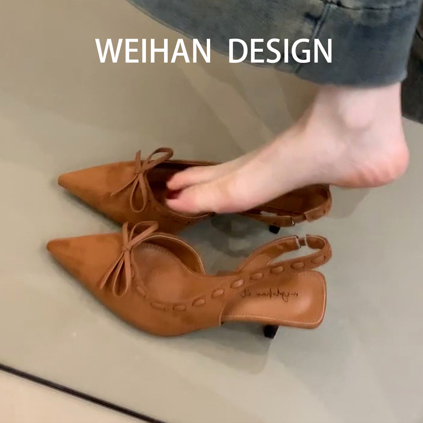 羊皮版！气质小香风尖头细跟凉鞋女不累脚小配裙子高跟鞋绝美单鞋,女鞋,时装凉鞋,淘宝优惠券,粉丝福利购,淘宝优惠卷