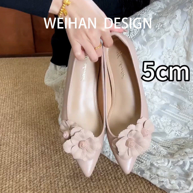 羊皮版~内增高5CM法式尖头包鞋浅口平底鞋温柔风配裙子玛丽珍瓢鞋