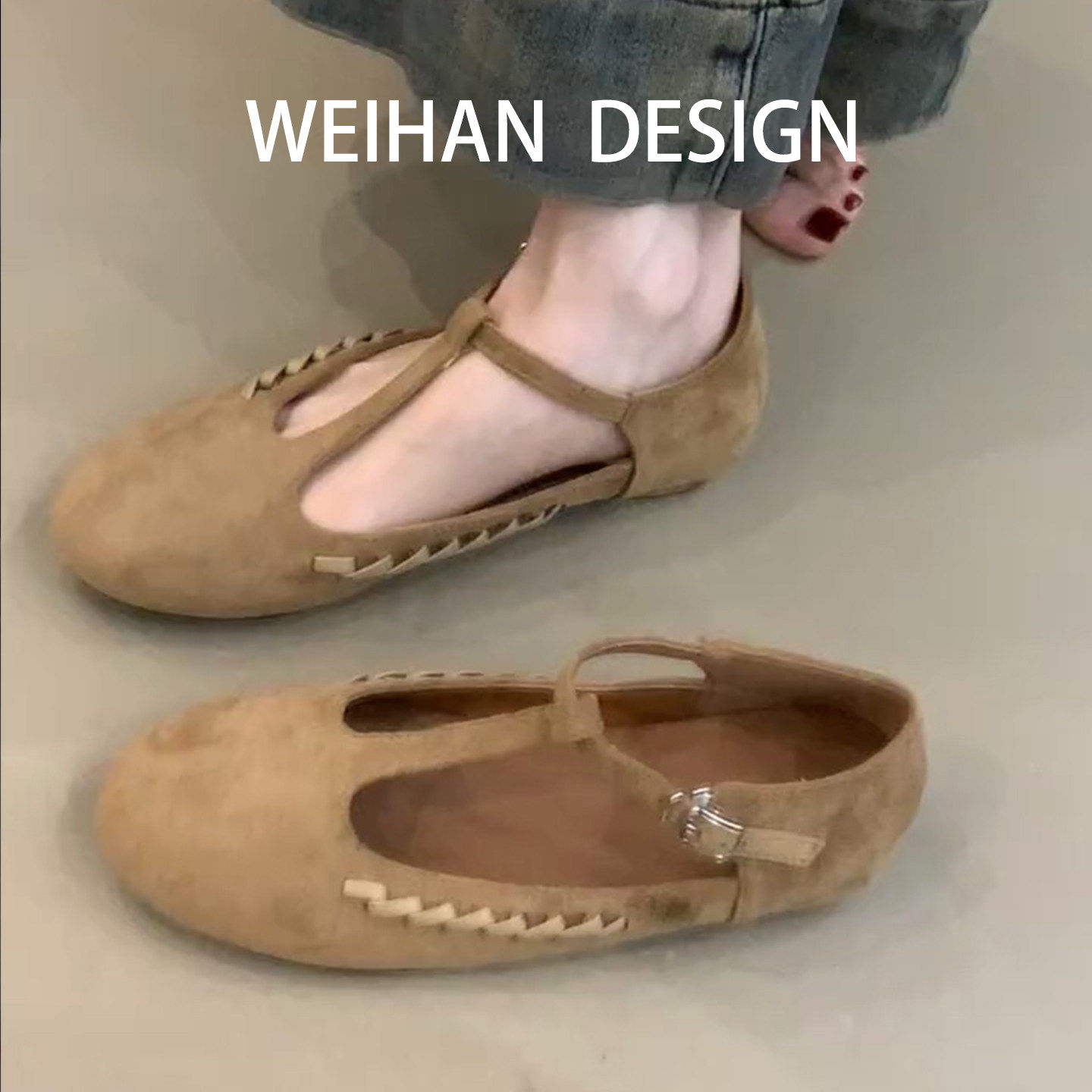 羊皮版~英伦风T字带玛丽珍鞋女复古软底乐福鞋圆头浅口通勤单鞋,女鞋,浅口单鞋,淘宝优惠券,粉丝福利购,淘宝优惠卷