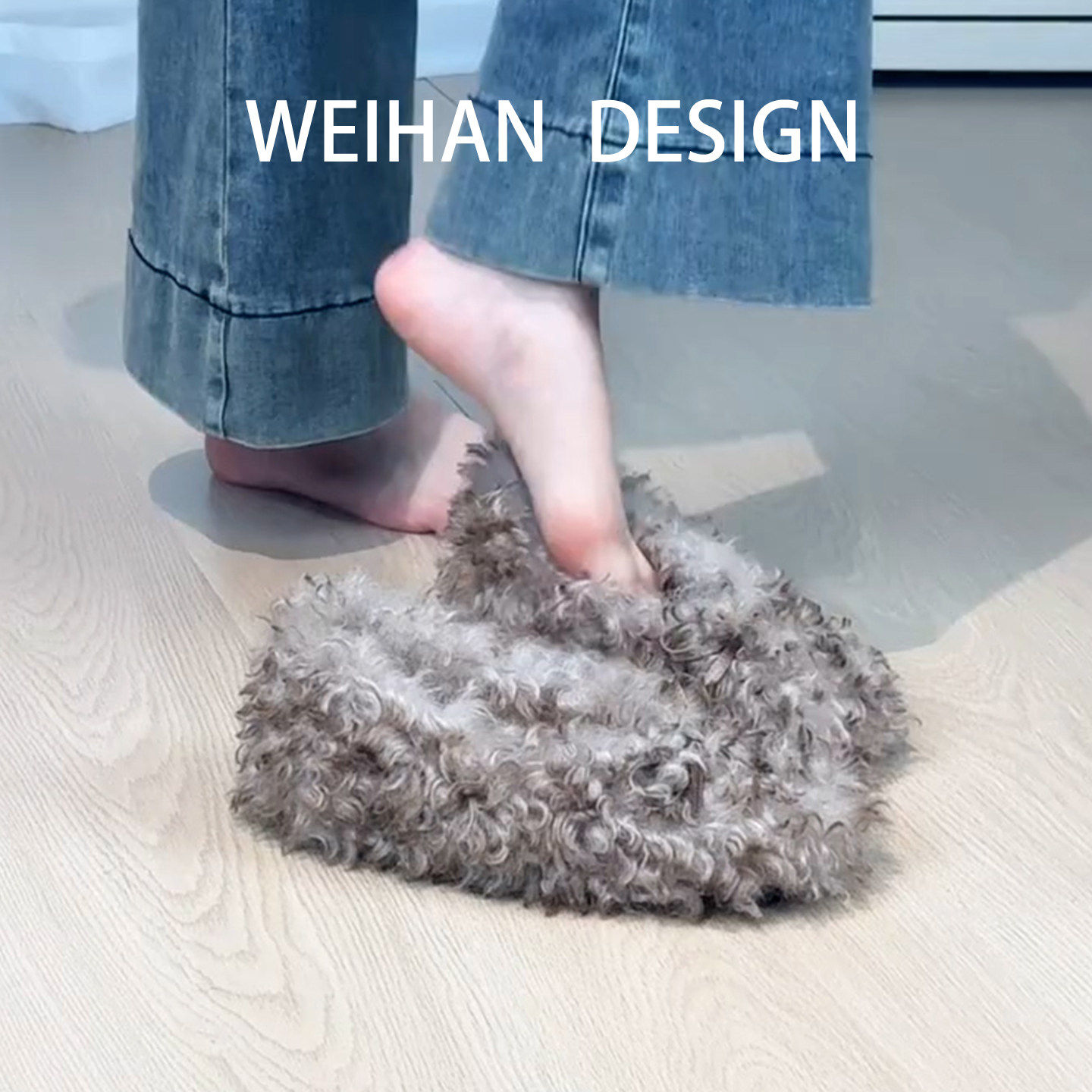 羊皮版！圆头内增高平底毛毛鞋女羊羔毛豆豆鞋冬季外穿保暖棉瓢鞋,女鞋,乐福鞋（豆豆鞋）,淘宝优惠券,粉丝福利购,淘宝优惠卷