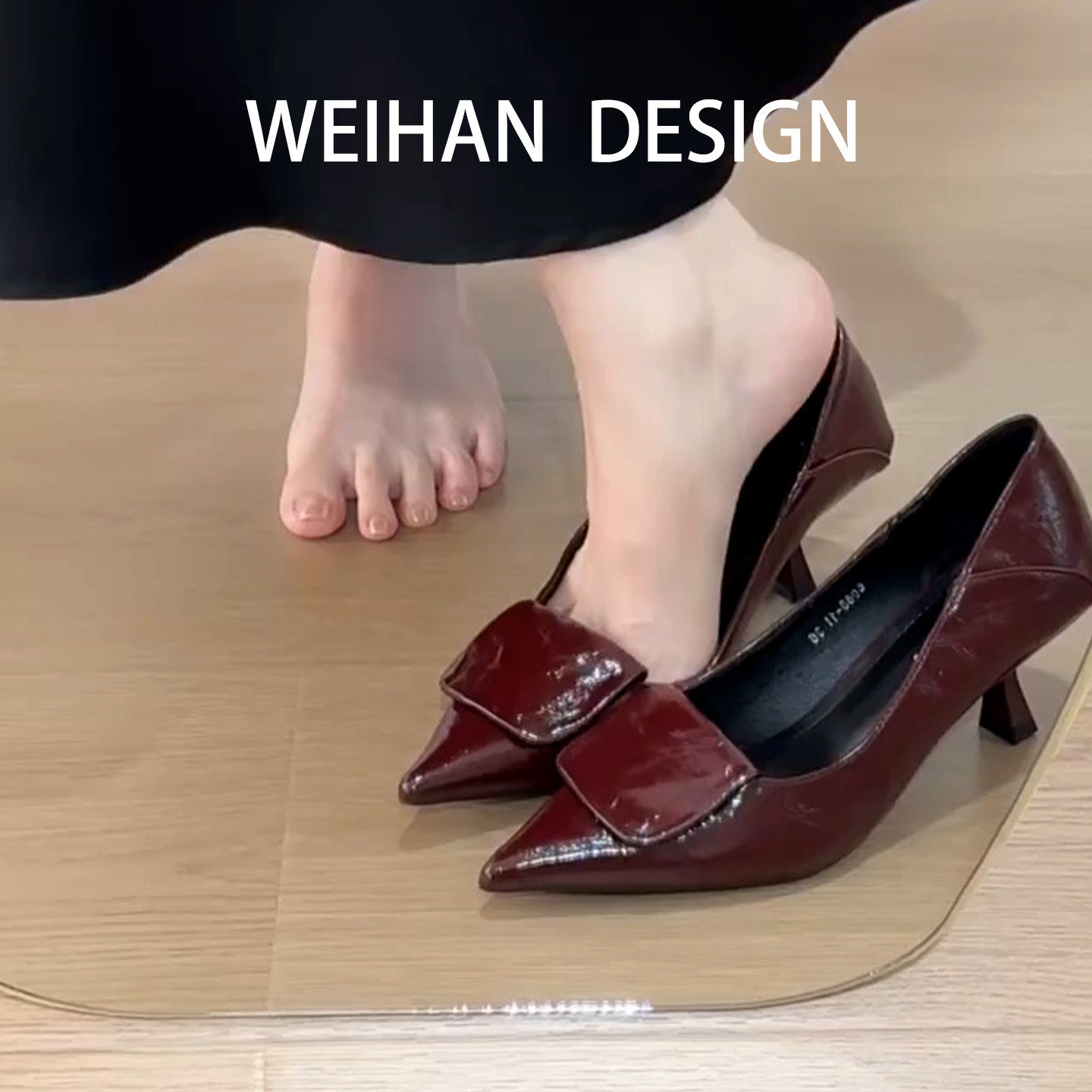 羊皮版~法式复古红色高跟鞋女细跟尖头浅口通勤工作鞋一脚蹬单鞋,女鞋,浅口单鞋,淘宝优惠券,粉丝福利购,淘宝优惠卷