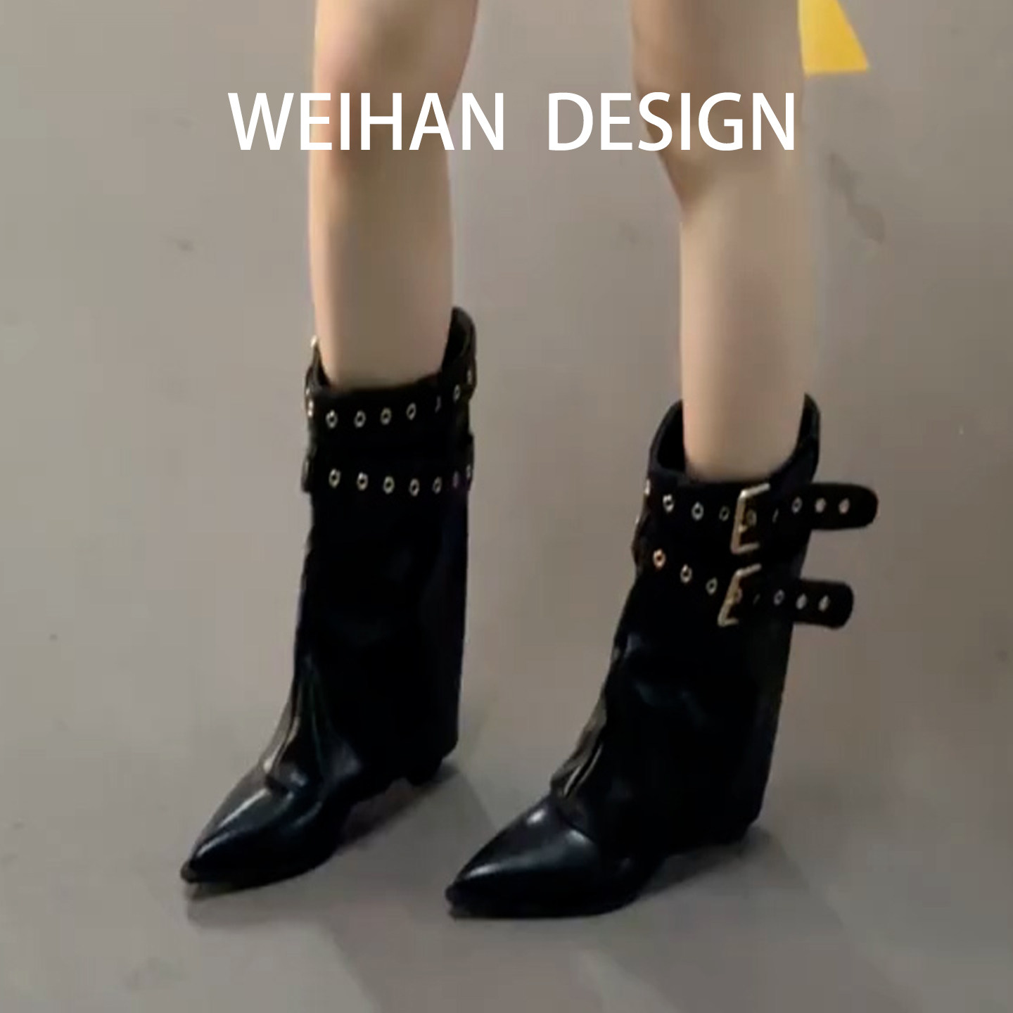 羊皮版！欧美性感坡跟裤