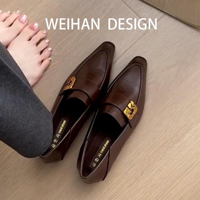 羊皮版！复古高级感平底单鞋女2026春季新款百搭瓢鞋一脚蹬通勤鞋,女鞋,深口单鞋,淘宝优惠券,粉丝福利购,淘宝优惠卷