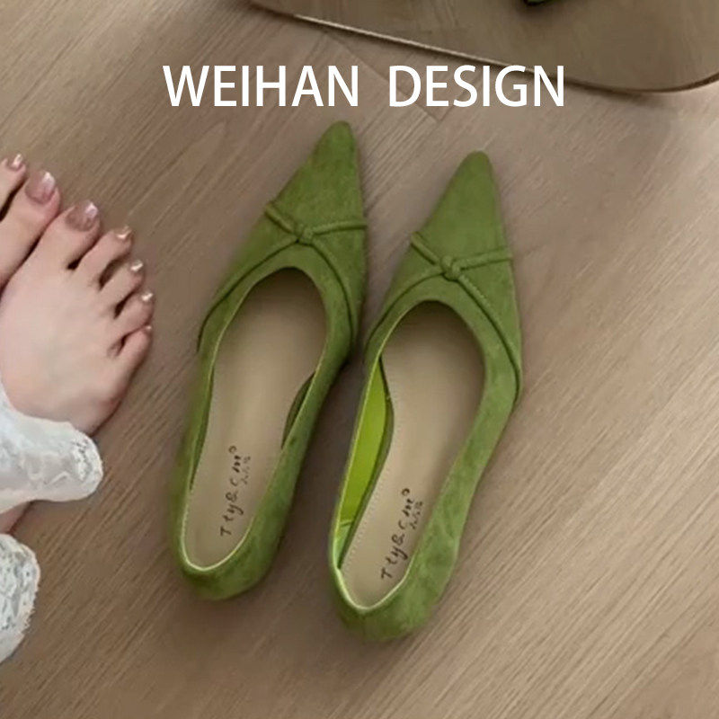 羊皮版！粗跟尖头仙女风晚晚单鞋女绒面百搭通勤一脚蹬低跟奶奶鞋,女鞋,浅口单鞋,淘宝优惠券,粉丝福利购,淘宝优惠卷