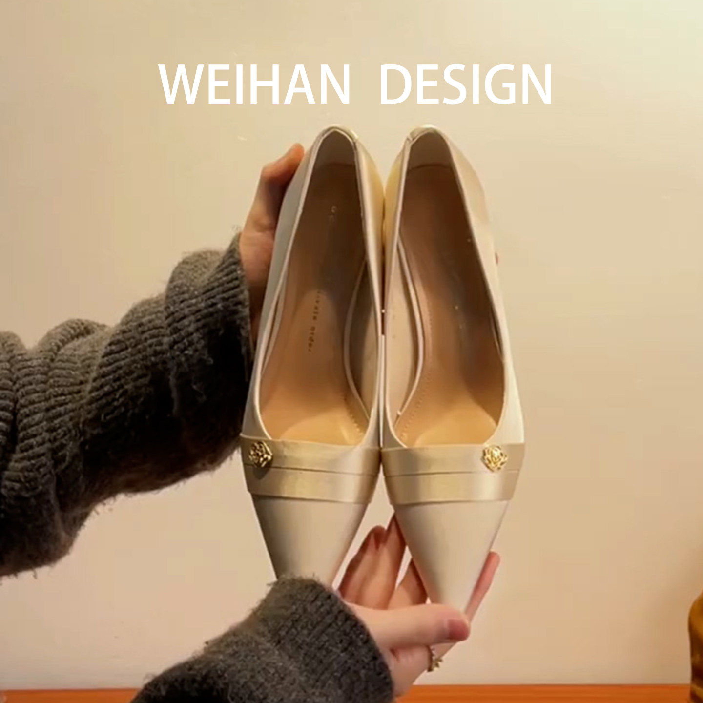 羊皮版~法式缎面尖头高跟鞋女春秋配裙气质订婚宴会细跟浅口单鞋,女鞋,浅口单鞋,淘宝优惠券,粉丝福利购,淘宝优惠卷