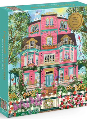 （现货）正版galison 粉色别墅 金箔装饰 1000片美国进口拼图