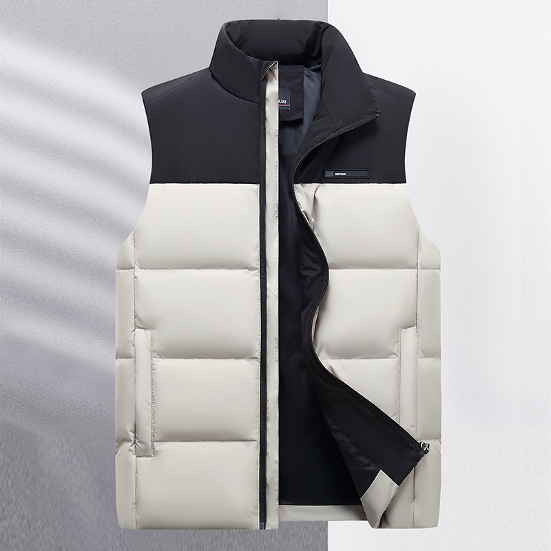 가을 겨울 다운 조끼 남성 중년 및 노인 아빠의 착용 두꺼운 느슨한 야외 조끼 겉옷 따뜻한 다운 조끼