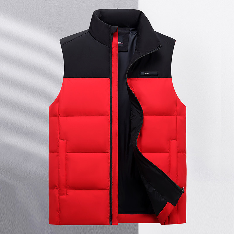 가을 겨울 다운 조끼 남성 중년 및 노인 아빠의 착용 두꺼운 느슨한 야외 조끼 겉옷 따뜻한 다운 조끼