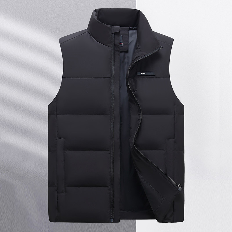 가을 겨울 다운 조끼 남성 중년 및 노인 아빠의 착용 두꺼운 느슨한 야외 조끼 겉옷 따뜻한 다운 조끼