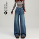 拖地长裤 女阔腿裤 2026年春秋新款 修身 子 高腰窄版 显瘦直筒裤 牛仔裤