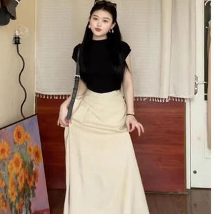 黑色显瘦上衣高腰显瘦半身裙女两件套 新款 纯欲风辣妹套装 2025夏季