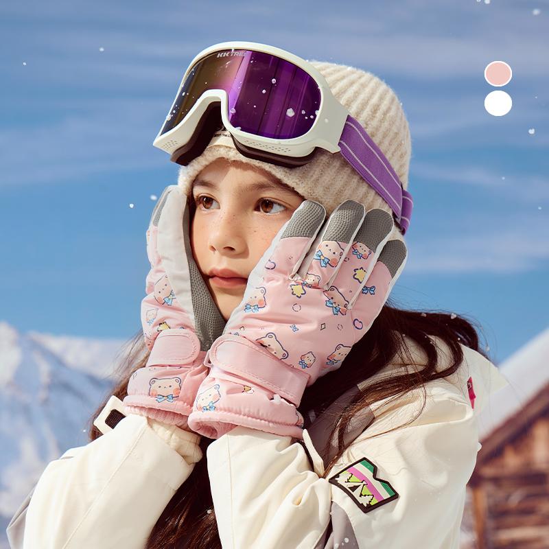 亲子儿童手套冬季中大童滑雪防水女童五指加绒保暖男童骑行秋冬潮