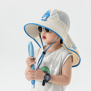 小贝童品kids儿童防晒帽男童帽子夏季薄款女童遮阳帽渔夫帽宝宝太阳帽男孩沙滩