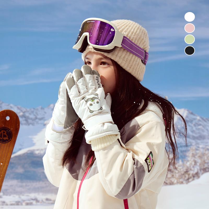 儿童滑雪手套中大童五指套冬季加绒女童骑行防滑男童防水亲子保暖