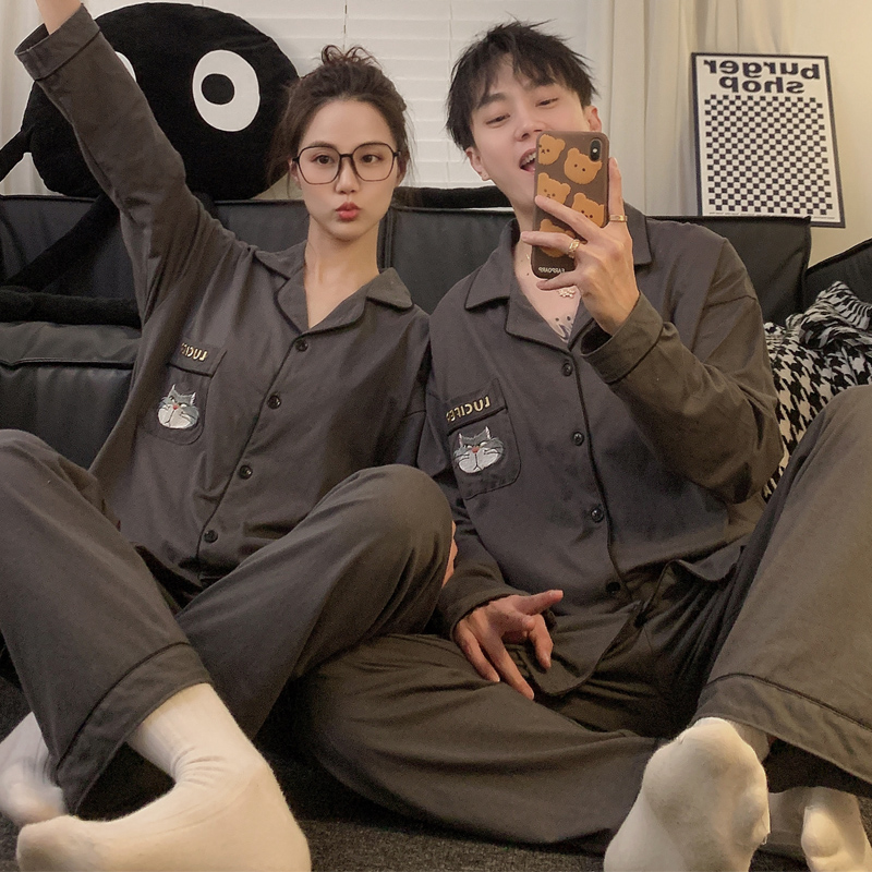 卡通路西法纯棉情侣款开衫家居服