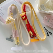 原创超好看可爱毛绒奶酪薯条手机挂绳斜挎可背创意垫片手机链长款