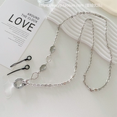 时尚 ins北欧风银色金属斜挎斜背手机挂绳结实耐用手机链透明夹片