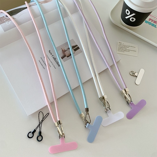 时尚简约百搭紫色粉色皮革手机链条斜挎可背垫片手机挂绳防盗结实