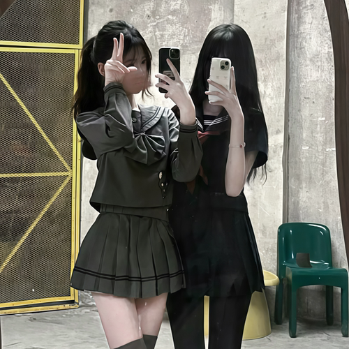JK制服绀白三本水手服夏季学院风