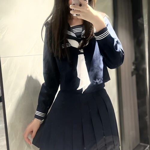 jk制服基础款绀白三本水手服短长袖学院风正统日系学生校服女夏季
