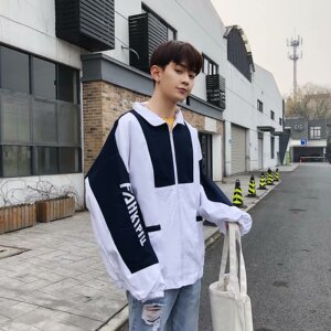 拼色工装外套男潮牌街头嘻哈宽松bf港风帅气网红夹克-W115-p55图片