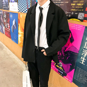 现货2021秋季新款韩版网红小西装外套复古宽松西服男X02-P55图片
