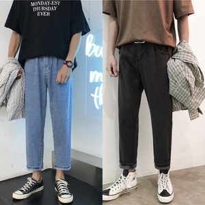 2021春季新款韩版潮流男士牛仔裤港风直筒九分裤男601-1-k901-P35,运动服穿搭男款图片