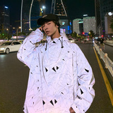 超火情侣夹克外套反光休闲男女青少年开衫夜光601-1-jk9-p65，男装夹克，星座601-1