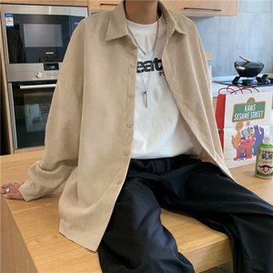 2021新款港风灯芯绒外套男休闲宽松潮流百搭衬衫上衣601-1-CS518图片