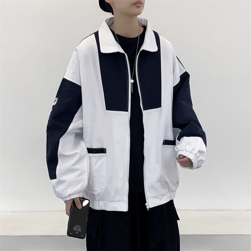 外套男时尚百搭秋季韩版撞色拼色夹克薄款工装休闲风衣男W115-p55,男装夹克,星座601-1