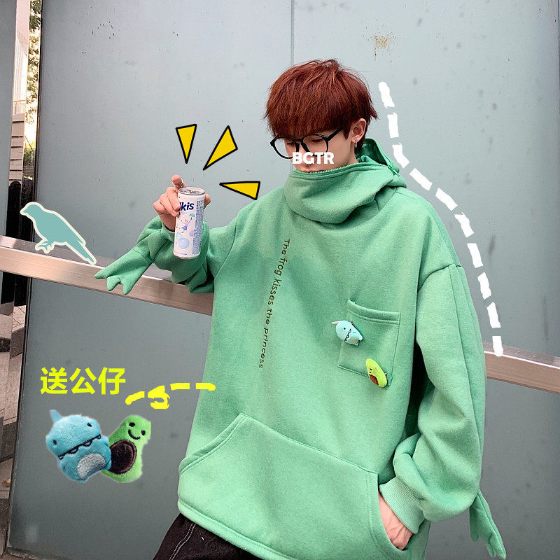 搞怪情侣装加绒加厚卡通套头卫衣男连帽秋冬班服外套-A001-p45图片