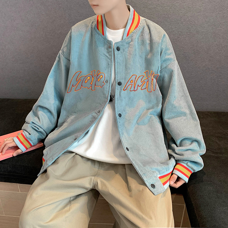 春秋灯芯绒棒球服男装外套潮流ins韩版潮牌百搭夹克~jk33-p55,男装夹克,星座601-1