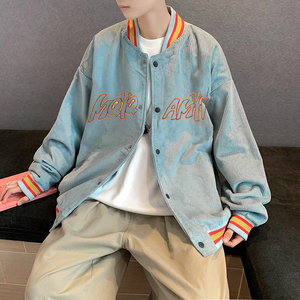 春秋灯芯绒棒球服男装外套潮流ins韩版潮牌百搭夹克~jk33-p55图片