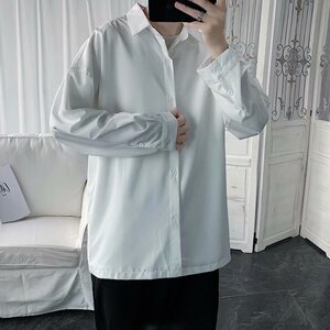 2021春款~垂感很仙的长袖衬衫男生港风情侣款百搭衬衣休闲外套图片