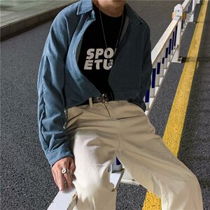 男士衬衫休闲韩版痞帅气灯芯绒外套ins潮流百搭港风春秋长袖衬衣