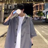 外套男小西装夏潮短袖衬衫五分短裤胖子痞帅搭配帅气男装一套，男装西服套装，星座601-1