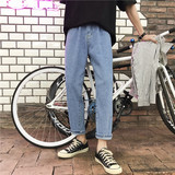 牛仔裤男潮牌宽松9九分直筒潮流韩版百搭ins港风-k901-P35，男装牛仔裤，星座601-1