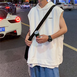 无袖连帽衫背心男开叉运动薄款纯色嘻哈篮球坎肩带帽t恤-BX50-p30，男装背心/马甲，星座601-1