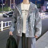 春秋季反光连帽炸街外套男宽松痞帅ins超火青年帅气潮流夹克，男装夹克，星座601-1
