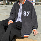 潮流ins港风灯芯绒立领拼色夹克春季男女炸街棒球服-JK96-p55，男装夹克，星座601-1