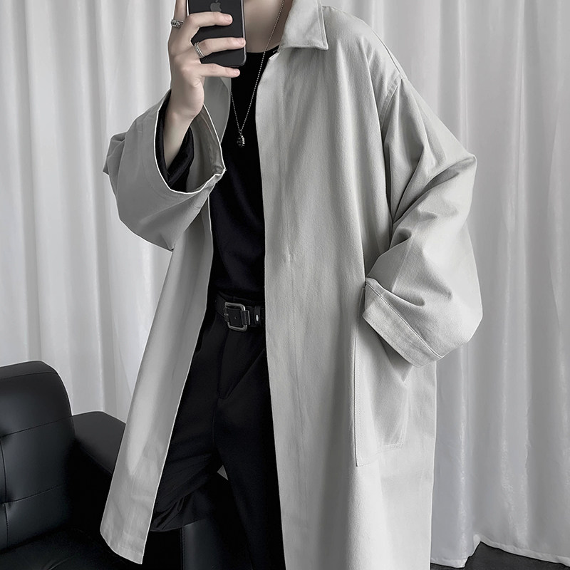 秋季暗黑炒鸡宽松oversize风衣男中长款帅气外套夹克-F882-p60,男装风衣,星座601-1
