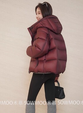 抗寒保暖羽绒服女冬季2025新款连帽显瘦加厚宽松短款外套25D8027