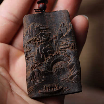 沉香木雕山水胜境平安无